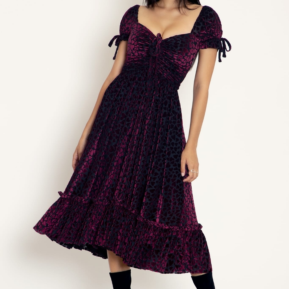 Blackmilk Burned Velvet Hearts Tea Party Dress